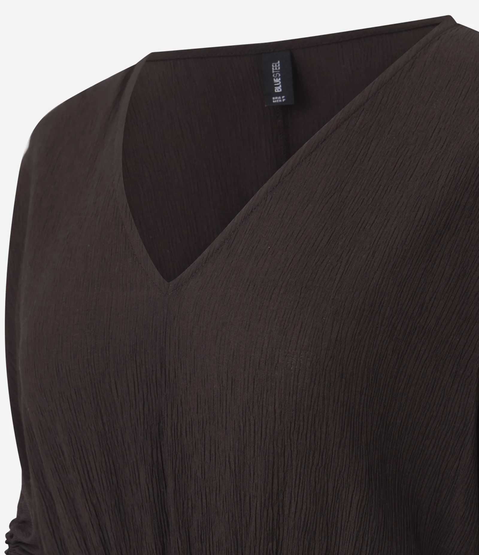 Vestido Manga Curta em Viscolinho com Amarração e Textura Crinckle Marrom 5