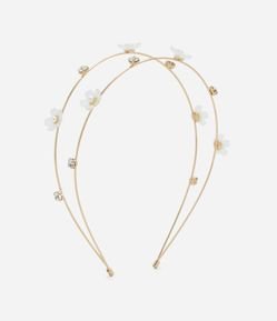 Tiara em Metal com Flores e Strass - Tam Único