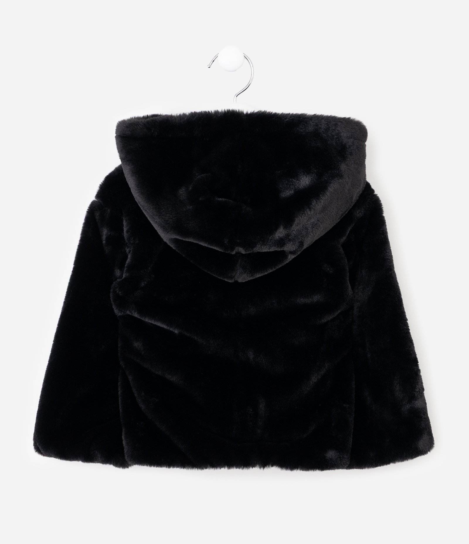 Jaqueta Infantil Fake Fur com Capuz - Tam 1 a 6 Anos Preto 2