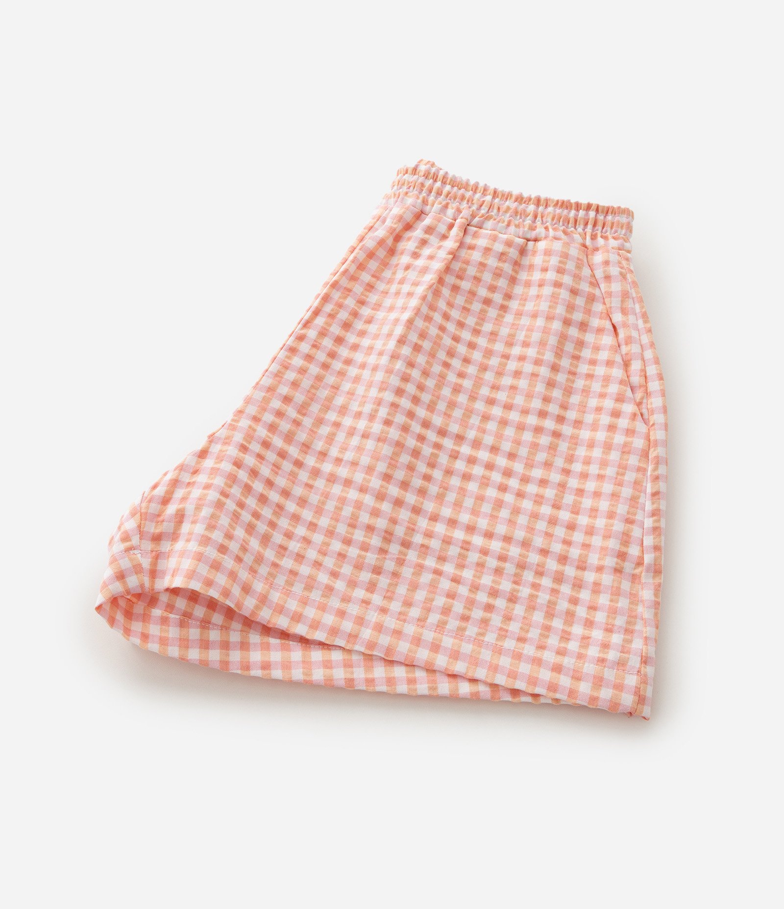 Short Infantil em Ana Ruga com Estampa Xadrez Vichy - Tam 7 a 14 Anos Laranja/Branco 4