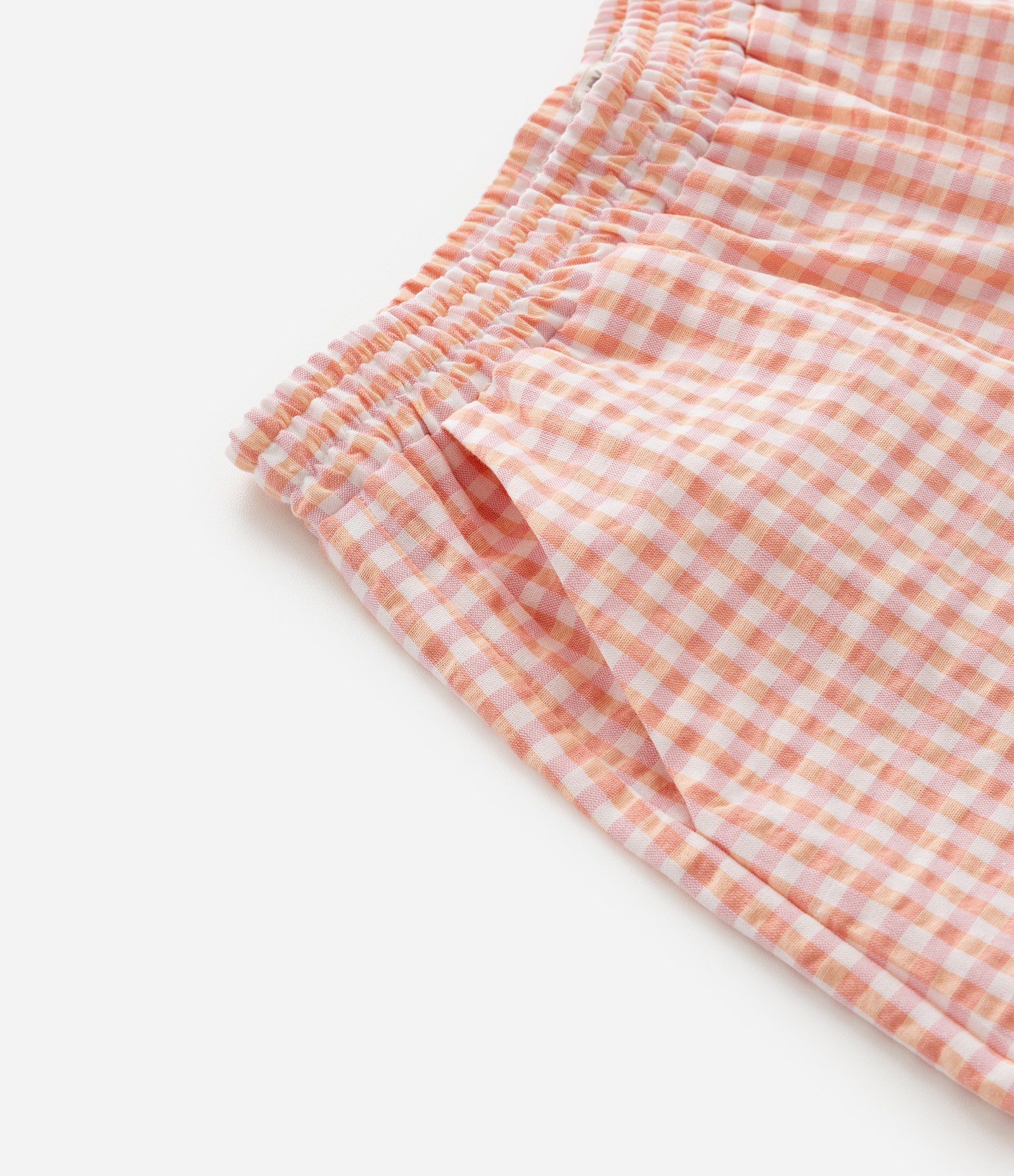 Short Infantil em Ana Ruga com Estampa Xadrez Vichy - Tam 7 a 14 Anos Laranja/Branco 5