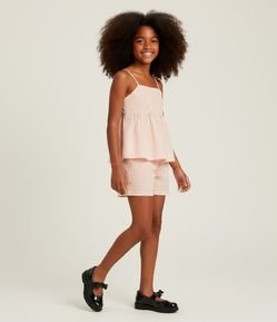 Short Infantil em Ana Ruga com Estampa Xadrez Vichy - Tam 7 a 14 Anos