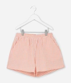 Short Infantil em Ana Ruga com Estampa Xadrez Vichy - Tam 7 a 14 Anos