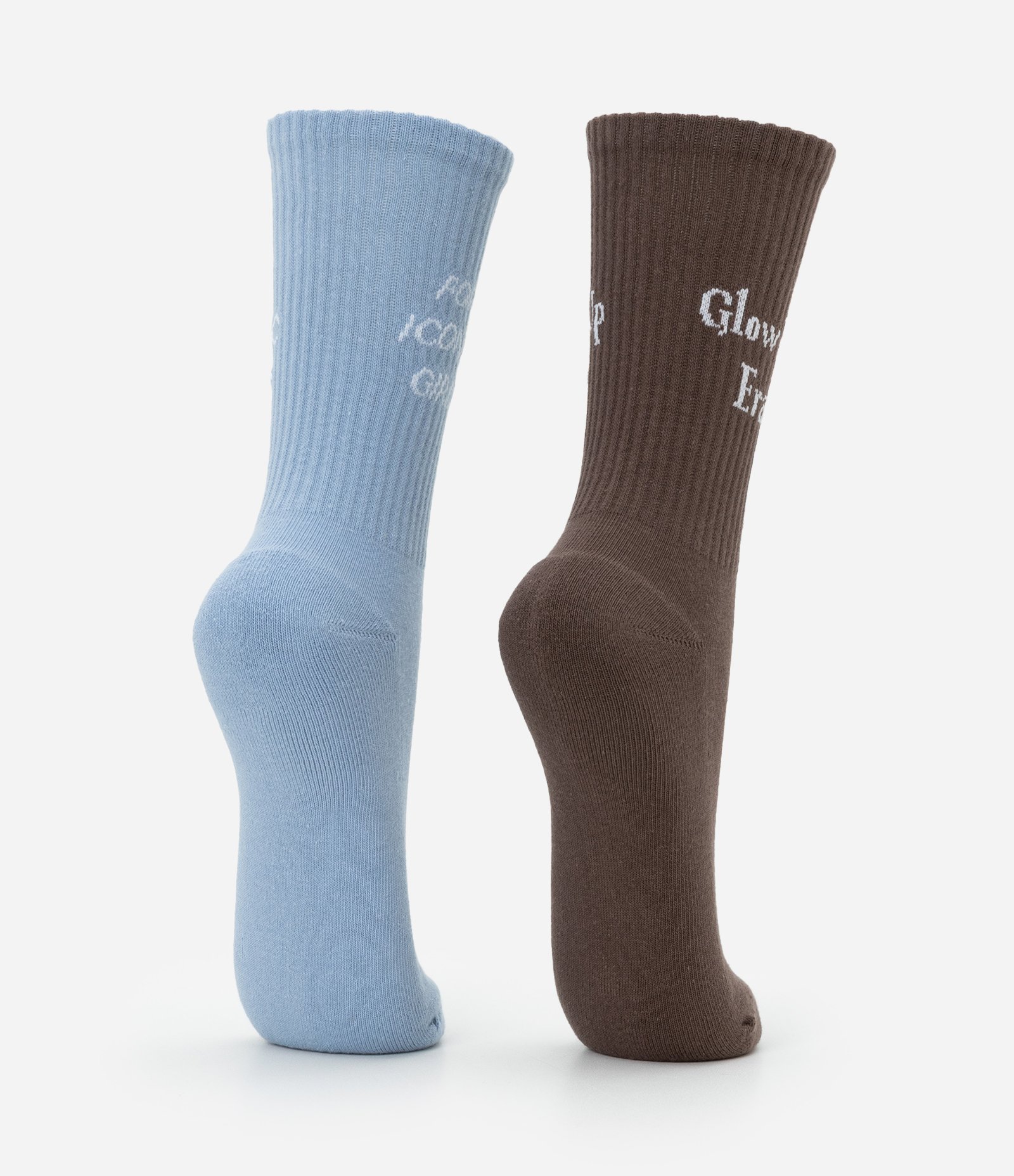 Kit 02 Meia Cano Alto em Algodão com Estampa Iconic Azul/Marrom 3