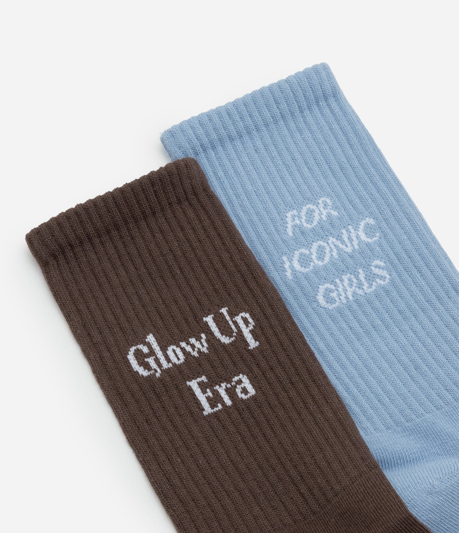 Kit 02 Meia Cano Alto em Algodão com Estampa Iconic Azul/Marrom 4
