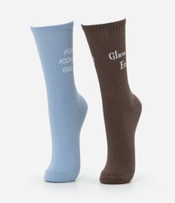 Kit 02 Meia Cano Alto em Algodão com Estampa Iconic