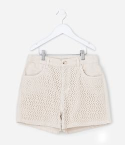 Short Infantil Regular em Sarja com Renda - Tam 5 a 14 anos