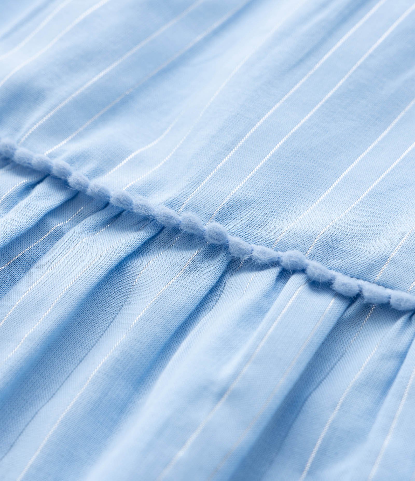 Vestido Infantil Marias com Babados e Mini Pompons - Tam 1 a 6 Anos Azul 3