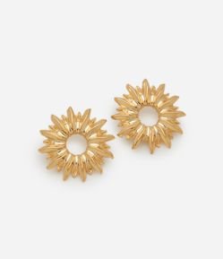 Brinco Botão em Metal Formato Sol