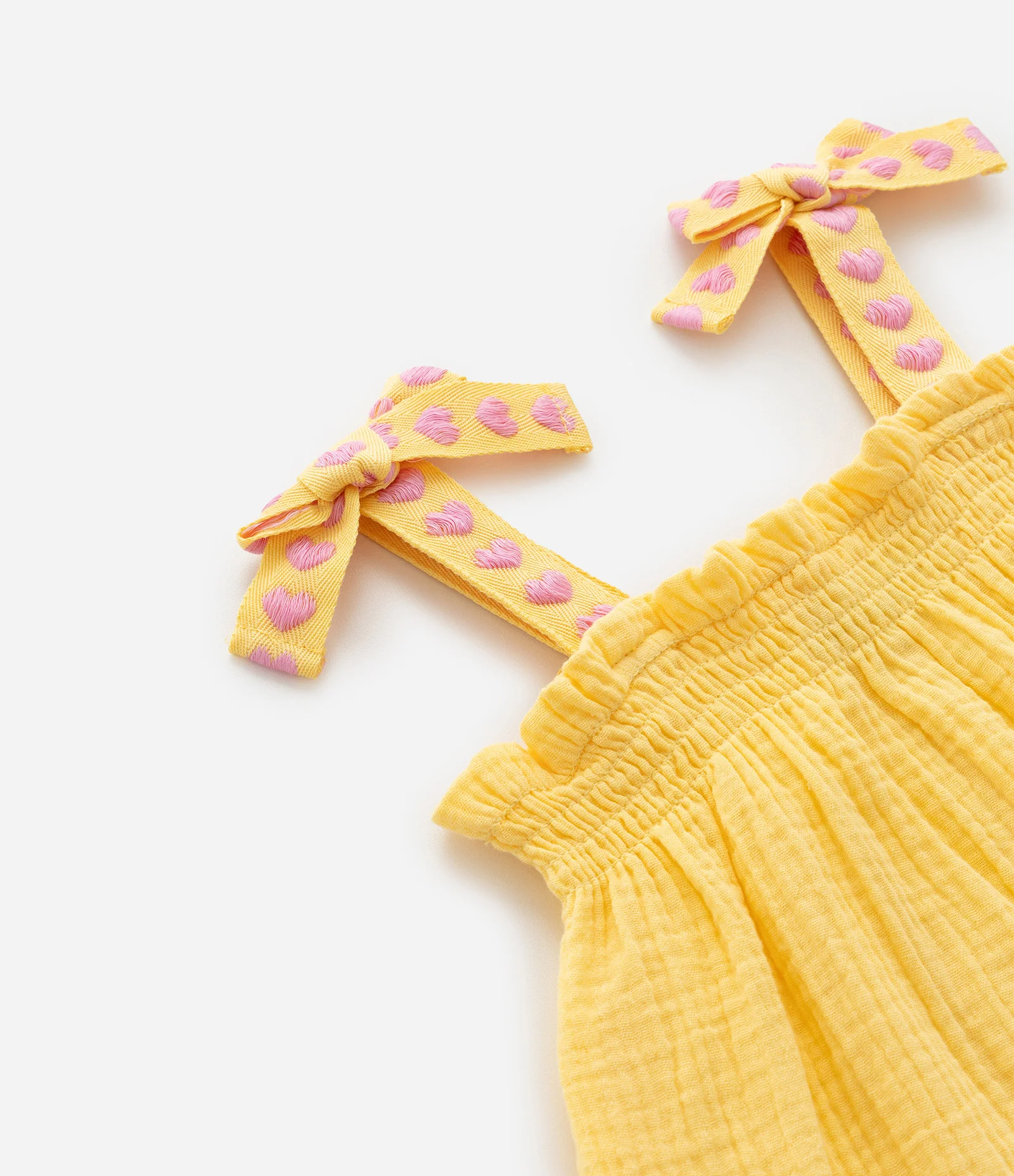 Conjunto Infantil com Corações e Texturizado - Tam1 a 6 Anos Amarelo 8