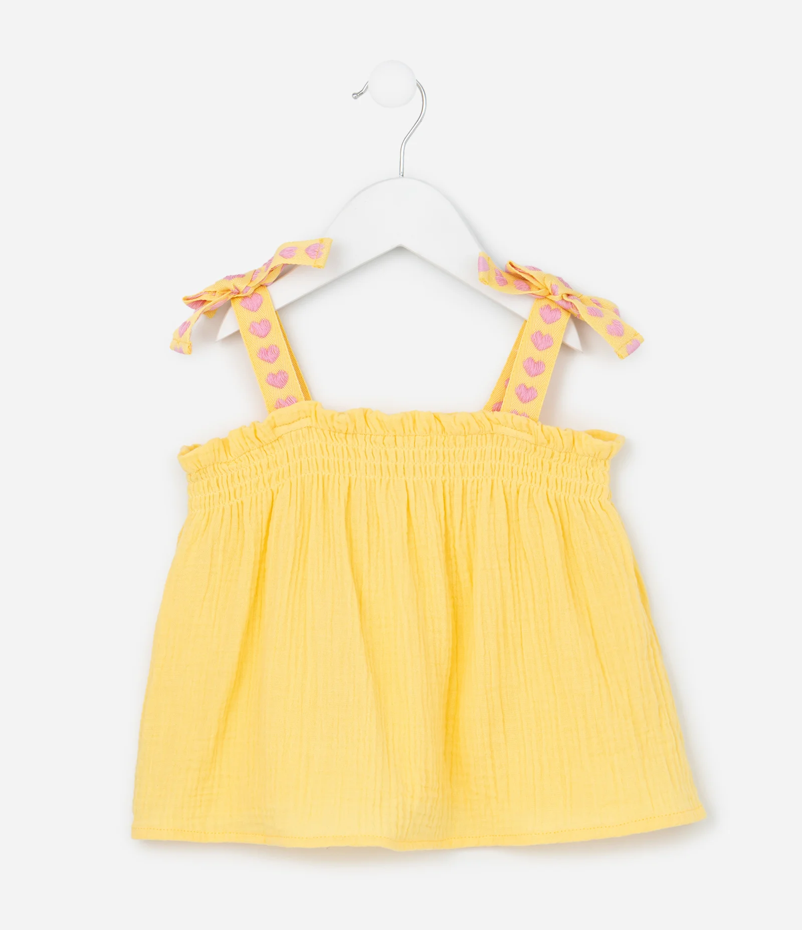 Conjunto Infantil com Corações e Texturizado - Tam1 a 6 Anos Amarelo 3