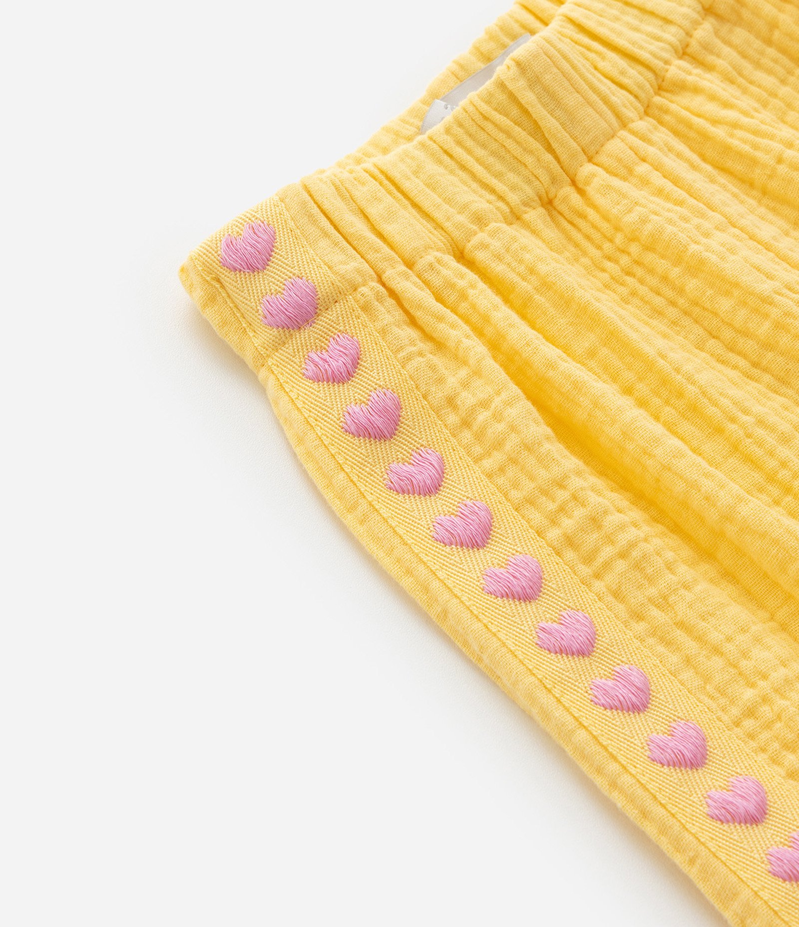 Conjunto Infantil com Corações e Texturizado - Tam1 a 6 Anos Amarelo 7