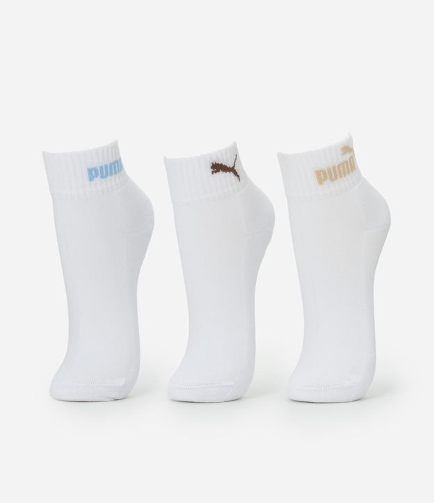 Kit 03 Meias Cano Baixo Esportiva em Algodão com Logo Puma