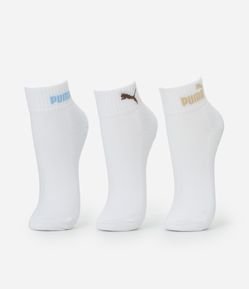 Kit 03 Meias Cano Baixo Esportiva em Algodão com Logo Puma