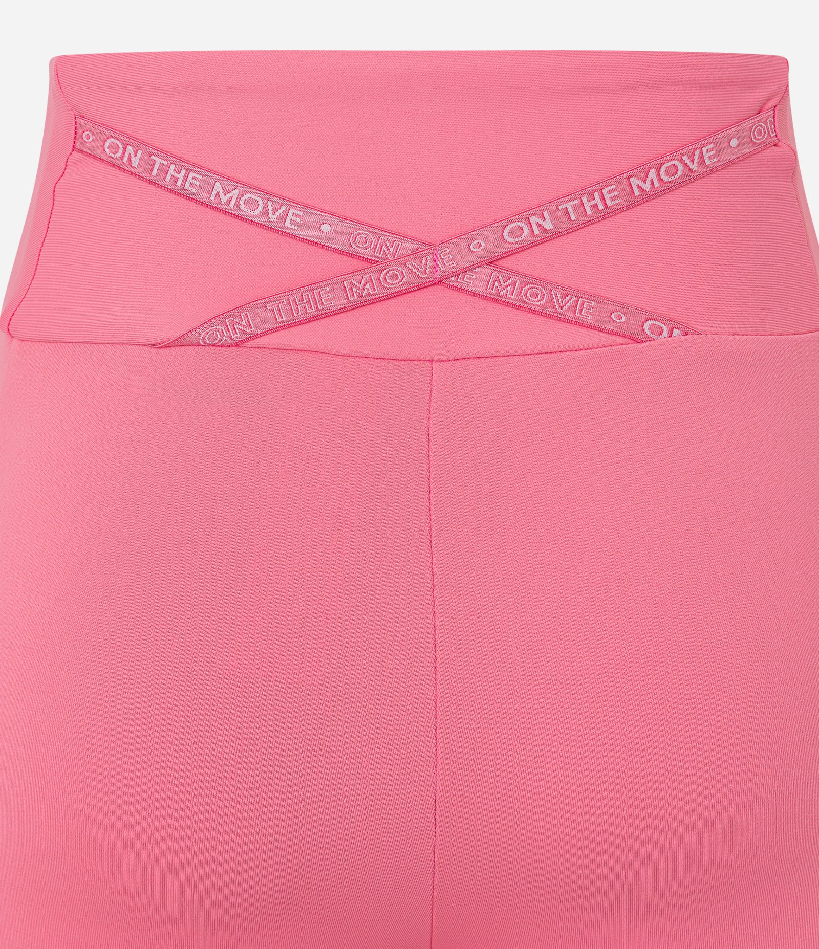 Calça Legging Esportiva em Microfibra Pesada com Tiras Elásticas Cruzadas Rosa 7