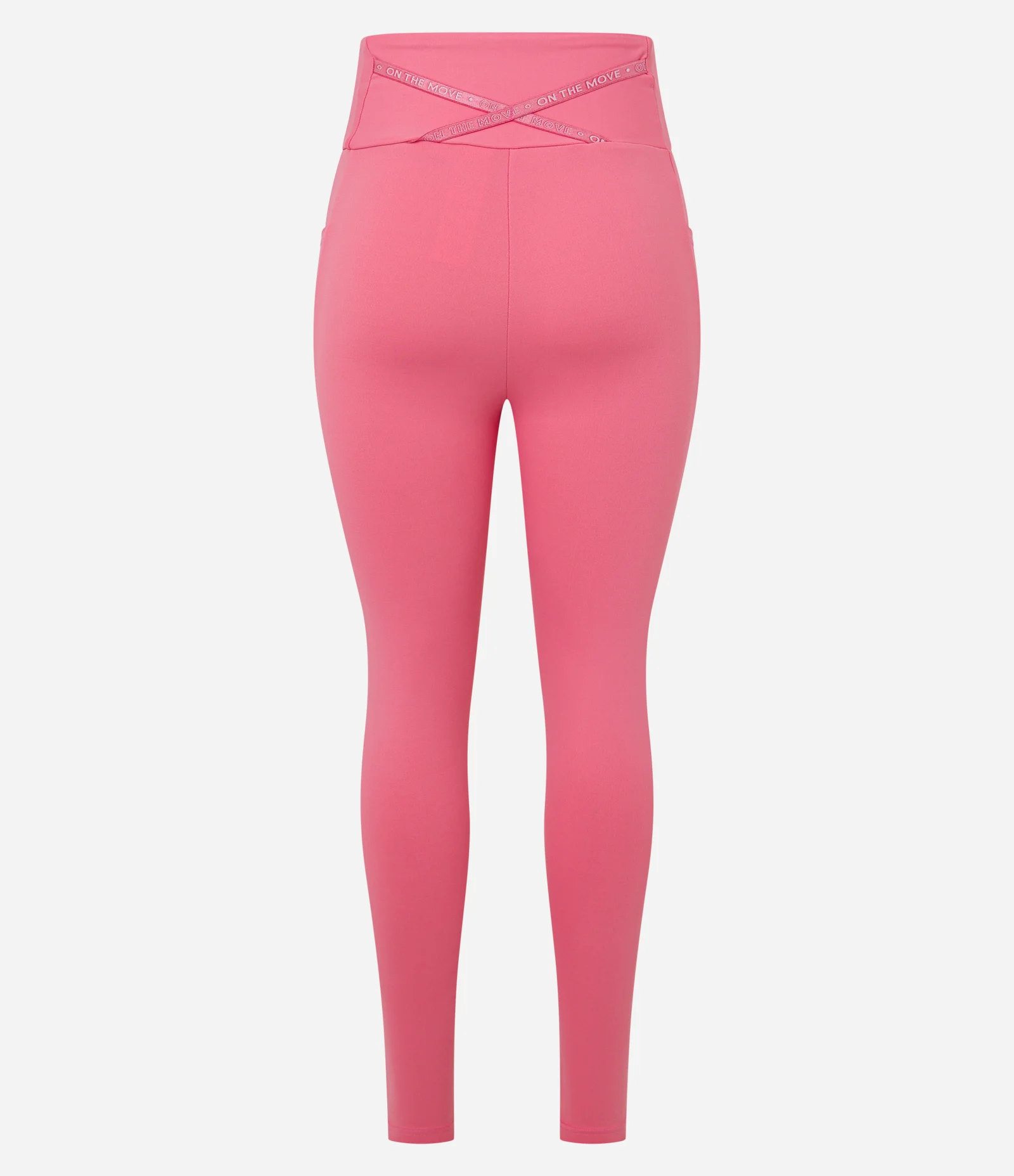 Calça Legging Esportiva em Microfibra Pesada com Tiras Elásticas Cruzadas Rosa 8