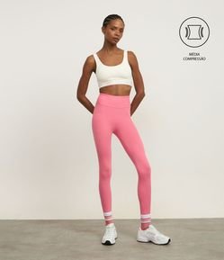Calça Legging Esportiva em Microfibra Pesada com Tiras Elásticas Cruzadas