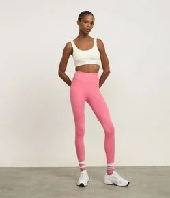 Calça Legging Esportiva em Microfibra Pesada com Tiras Elásticas Cruzadas