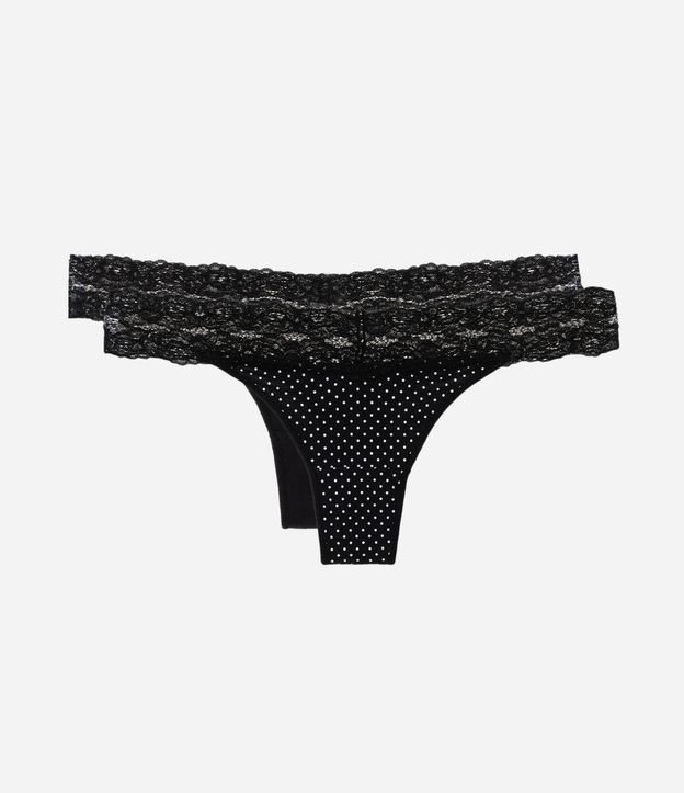 Kit 02 Calcinhas Biquíni Fio em Cotton com Cós de Renda