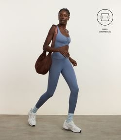 Calça Legging Esportiva sem Costura no Gancho e com Franzido Frontal