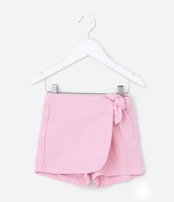 Short Saia Infantil em Sarja com Laço - Tam 1 a 6 anos