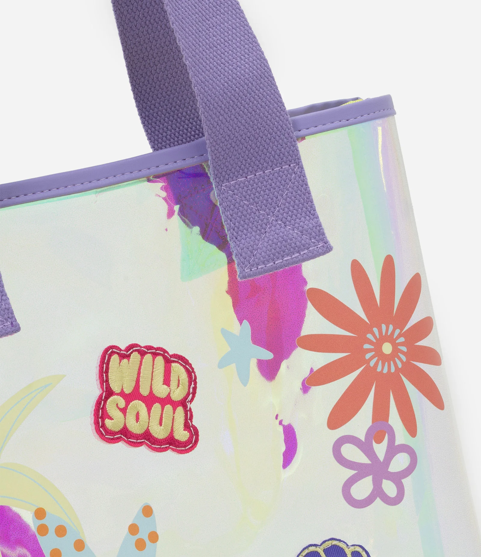 Bolsa Infantil com Ícones de Verão Holográfica - Tam U Roxo 4