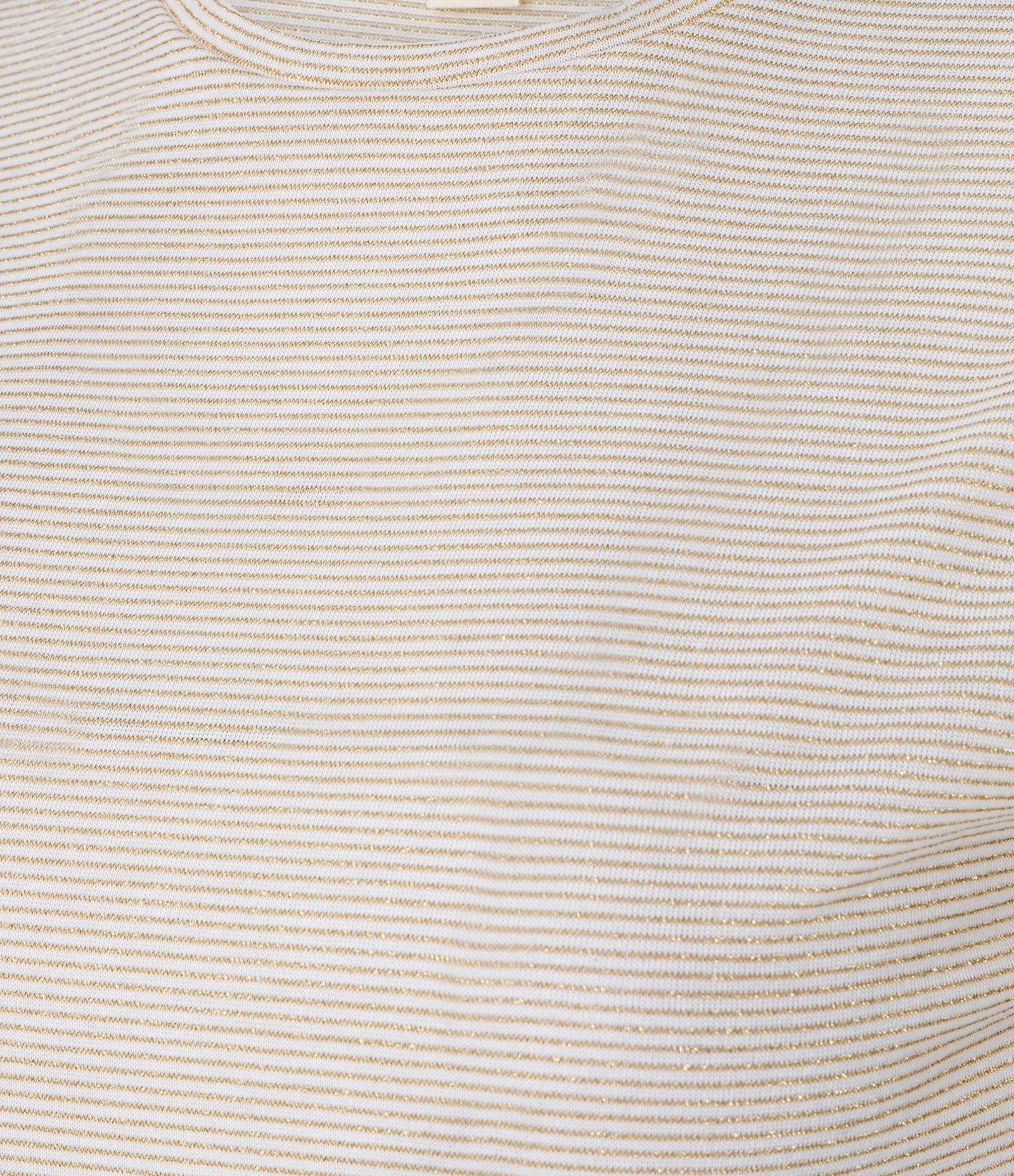 Blusa com Gola Redonda e Listras de Fio Metalizado Bege 2