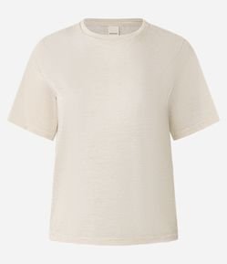 Blusa com Gola Redonda e Listras de Fio Metalizado