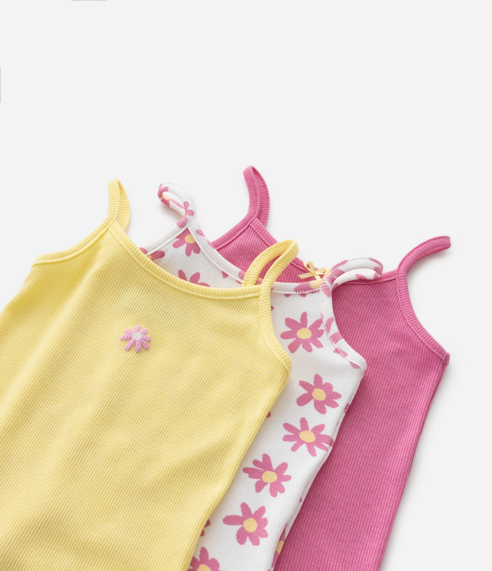 Kit 03 Regatas Infantis em Ribana com Detalhes de Flor Multicores 7