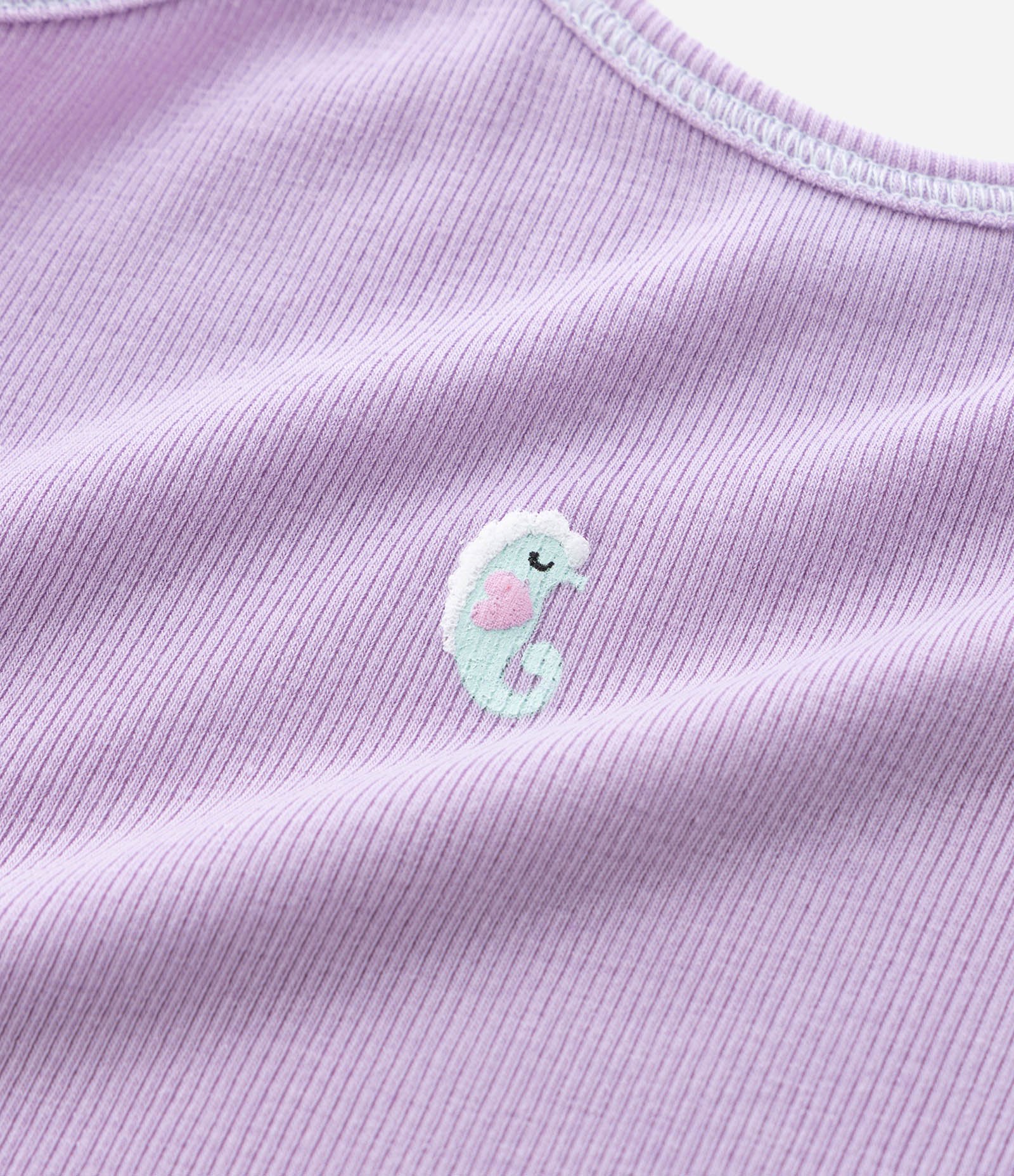 Kit 02 Regatas Infantis em Ribana com Bordado – Tam 1 a 6 Anos Roxo/Verde 6