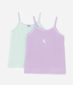 Kit 02 Regatas Infantis em Ribana com Bordado – Tam 1 a 6 Anos