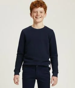 Camiseta Infantil Texturizada com Etiqueta na Barra - Tam 5 a 14 Anos