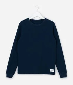 Camiseta Infantil Texturizada com Etiqueta na Barra - Tam 5 a 14 Anos