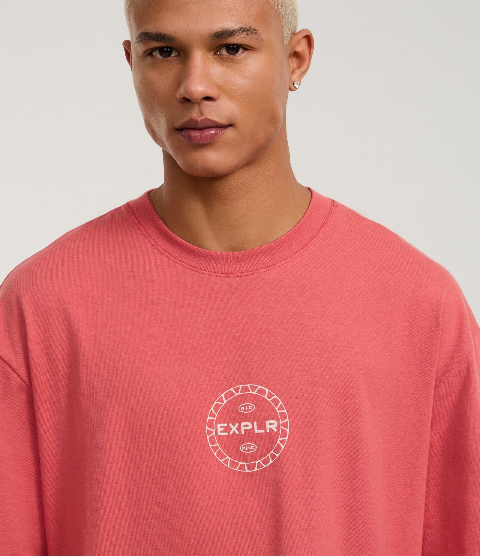 Camiseta Relaxed em Malhão com Estampa Lettering EXPLR Vermelho 4