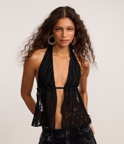 Blusa com Frente Única em Renda