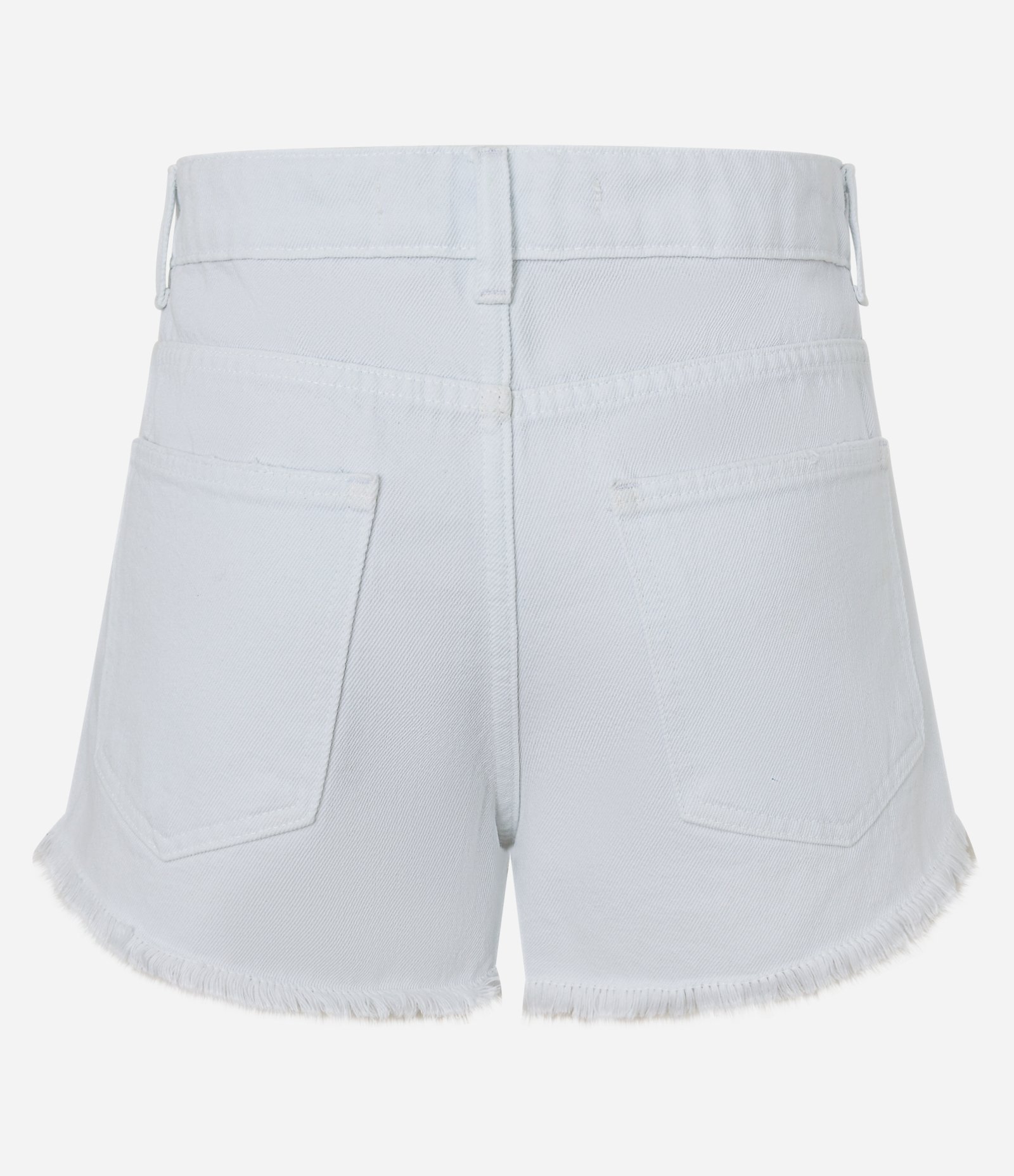 Short Slim em Sarja com Franjjas na Barra Desfeita Branco 6