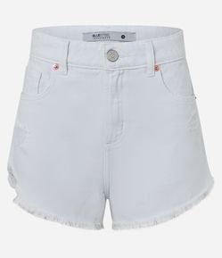 Short Slim em Sarja com Franjjas na Barra Desfeita