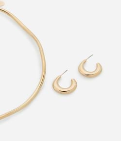 Conjunto de Colar e Brinco Argola Forma Orgânica