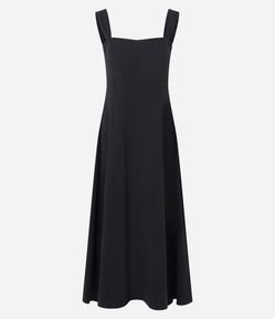 Vestido Midi com Alças Largas e Decote Quadrado