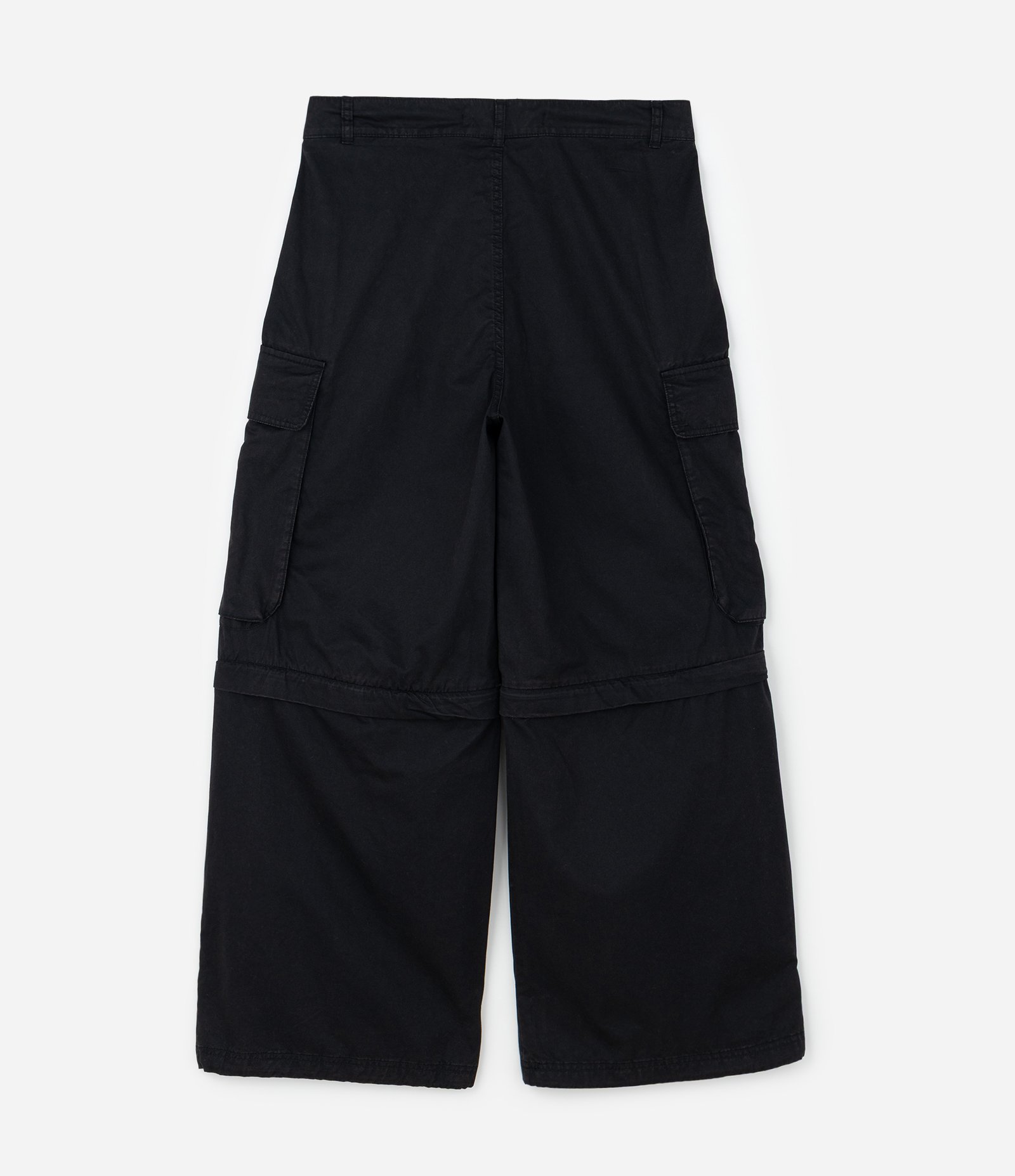 Calça Mega Baggy Lisa que Vira Bermuda Preto