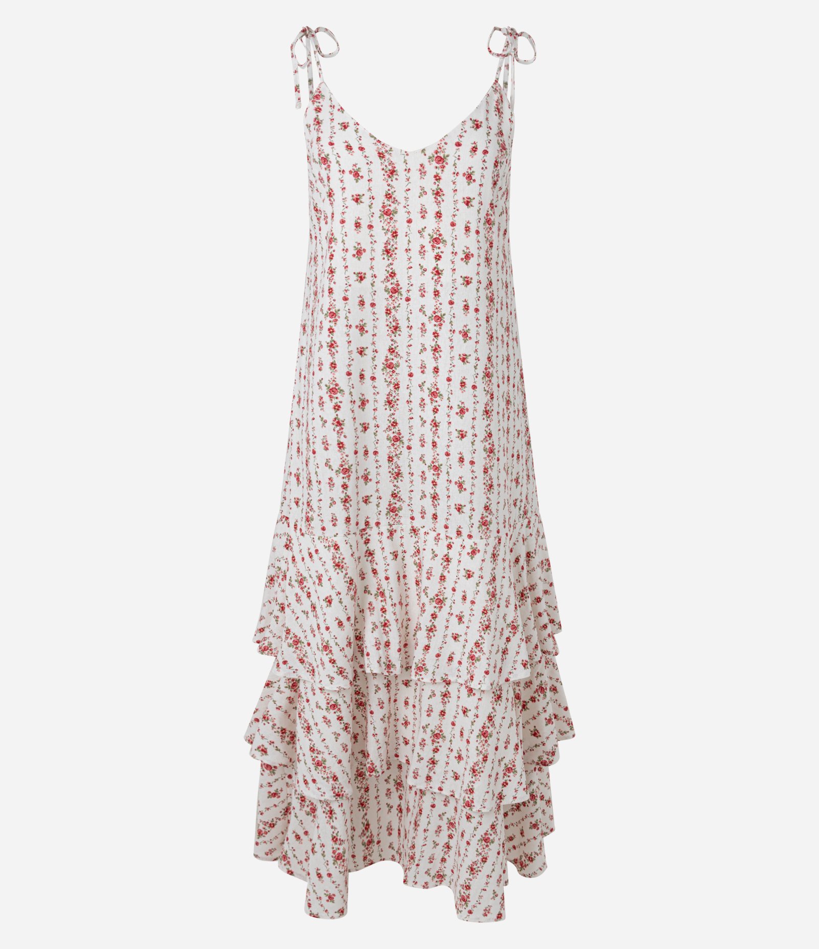 Vestido Evasê Midi em Viscolinho com Estampa Floral Liberty Branco 4