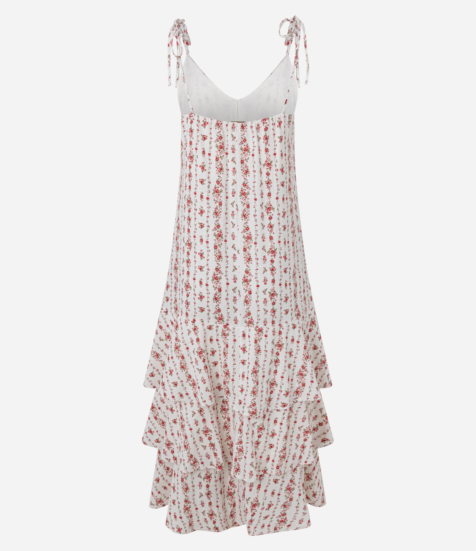 Vestido Evasê Midi em Viscolinho com Estampa Floral Liberty Branco 6