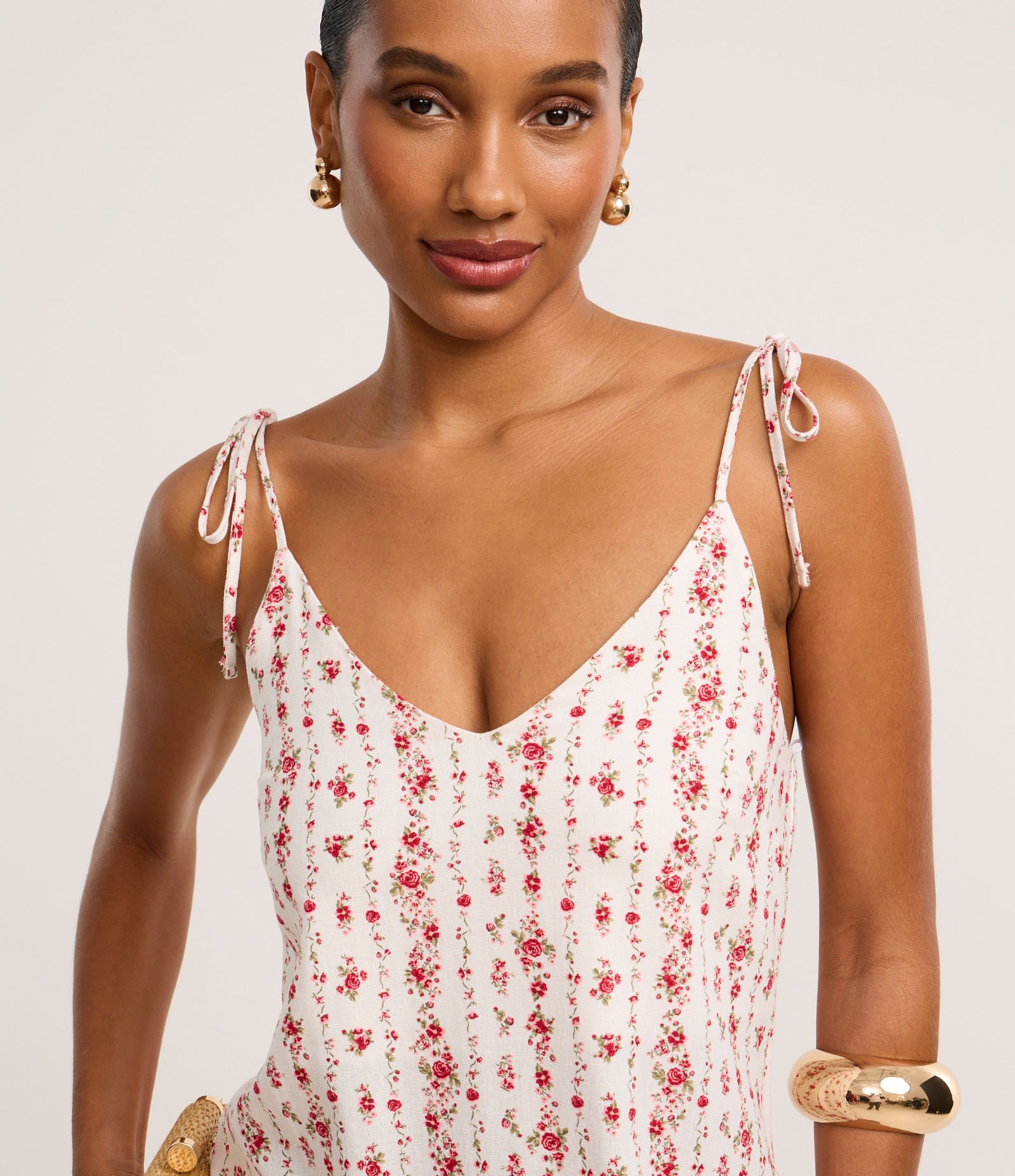 Vestido Evasê Midi em Viscolinho com Estampa Floral Liberty Branco 3