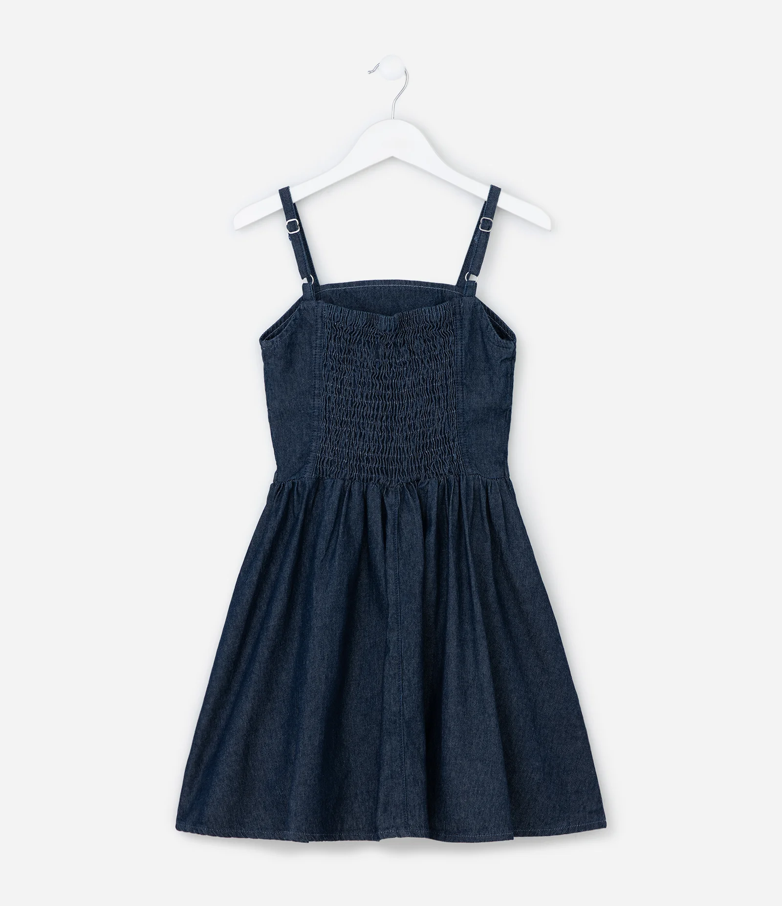 Vestido Infantil em Jeans com Cintura em V - Tam 7 a 14 Anos Azul 2