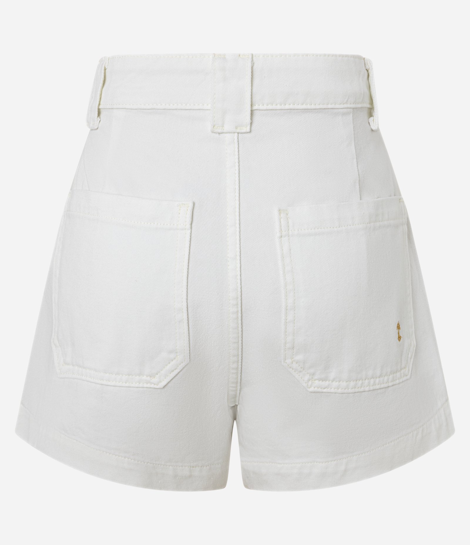 Short em Sarja com Pregas e Bordados de Praia Off White 7