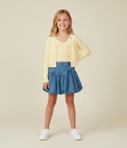 Saia Balonê Infantil em Jeans - Tam 7 a 14 Anos