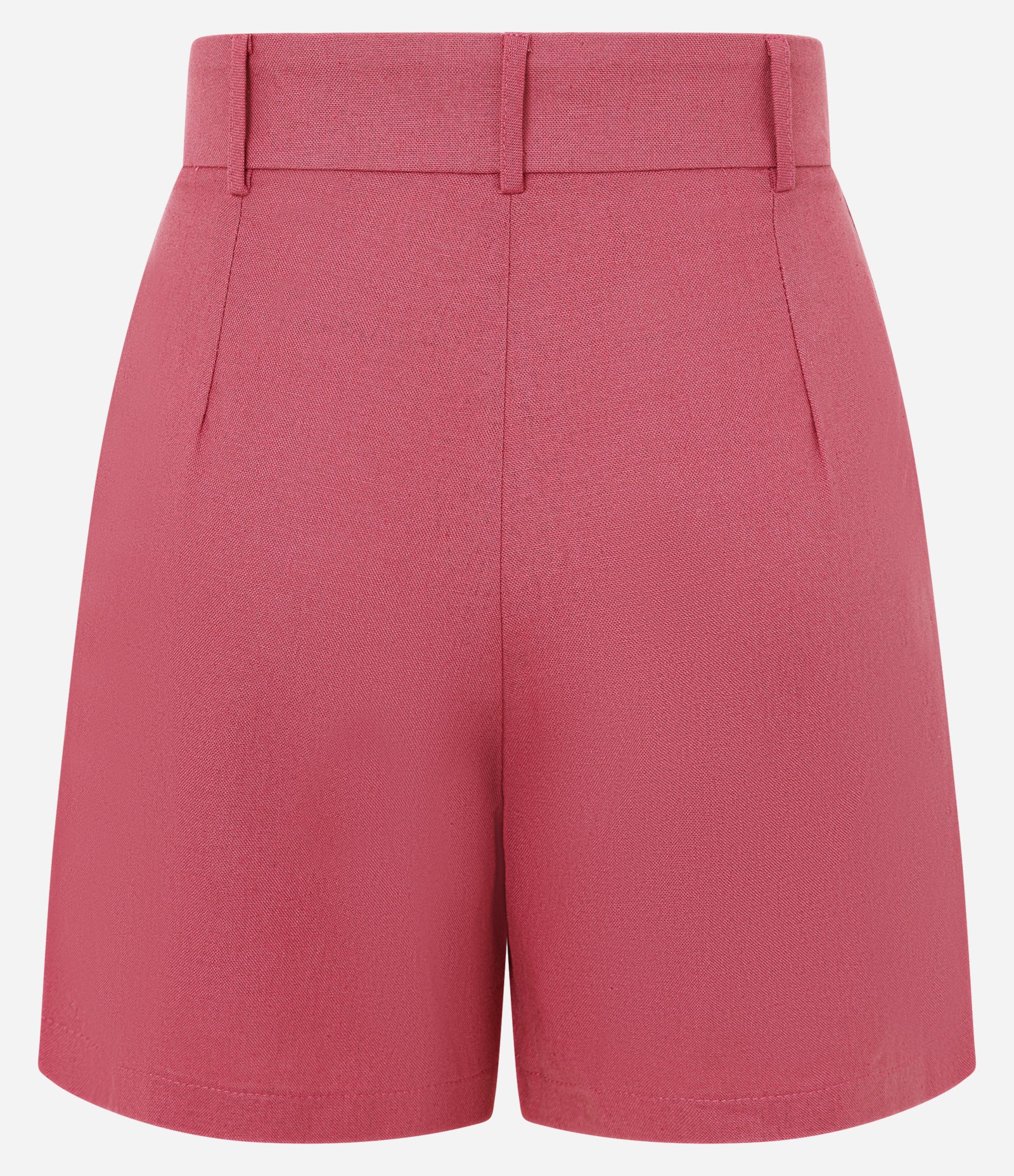 Short Cintura Alta em Viscolinho com Frisos Rosa 3