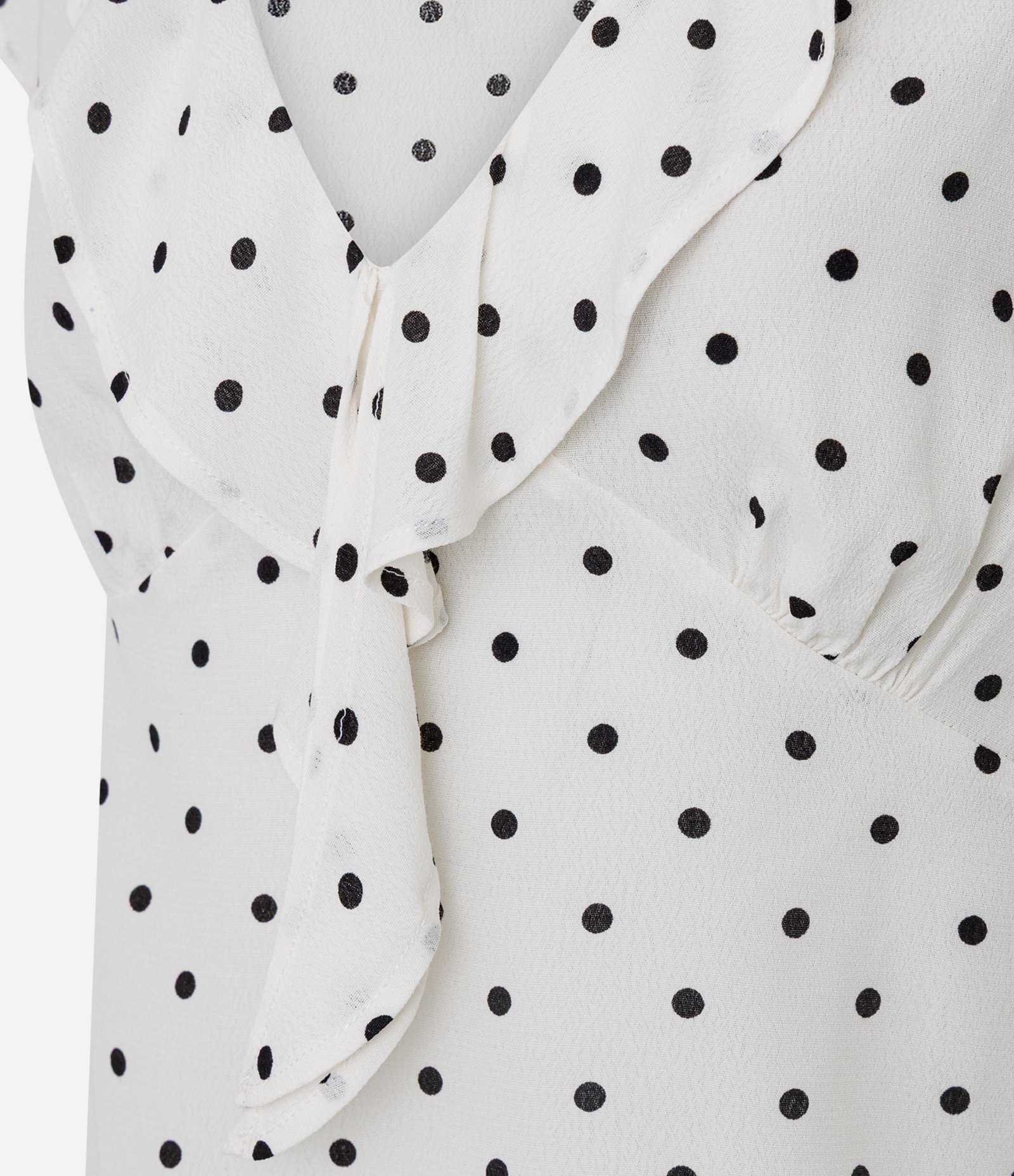 Blusa Manga Curta com Babados e Estampa Poá Branco 6