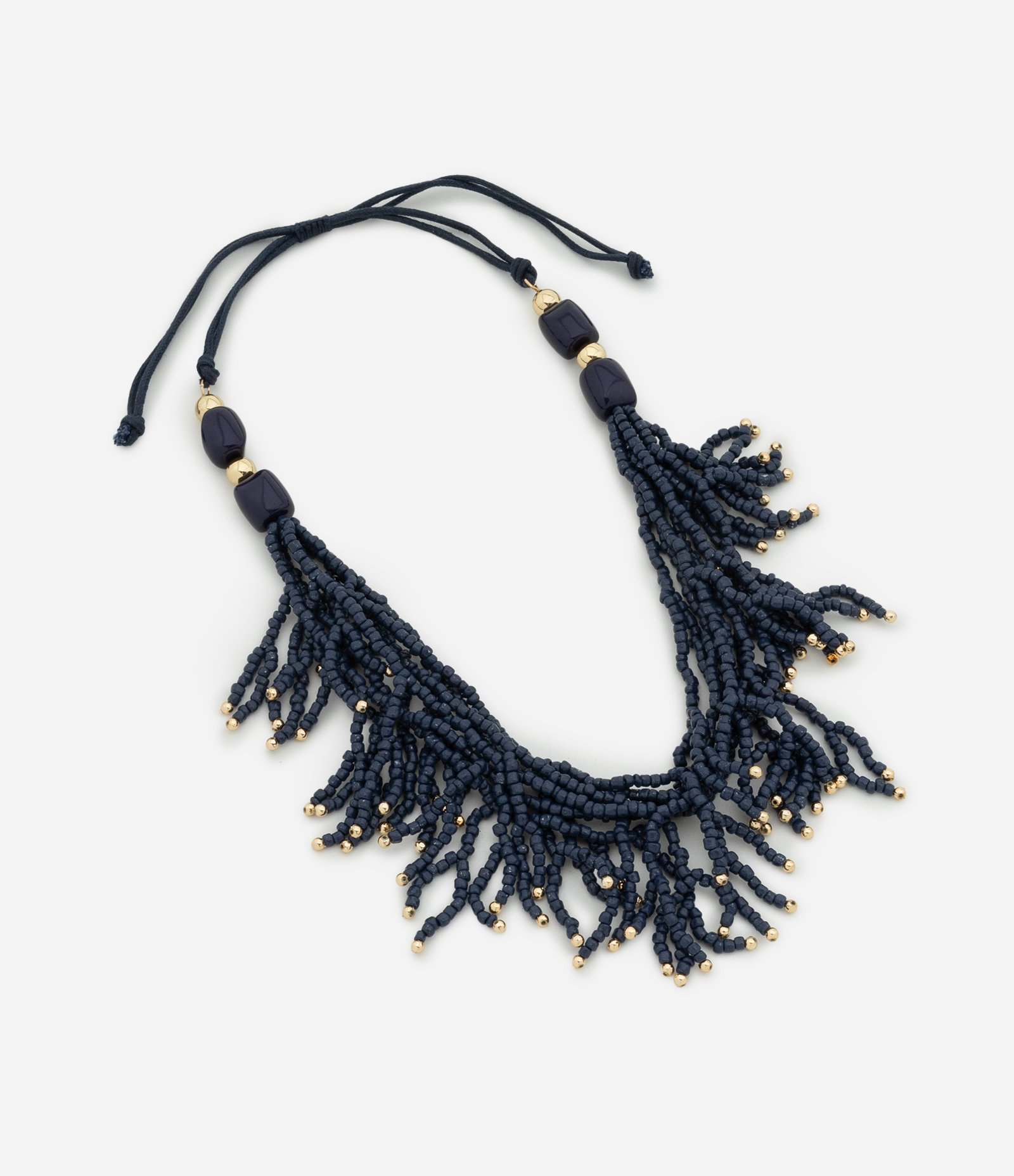 Maxi Colar em Miçangas com Contraste nas Pontas Azul 2