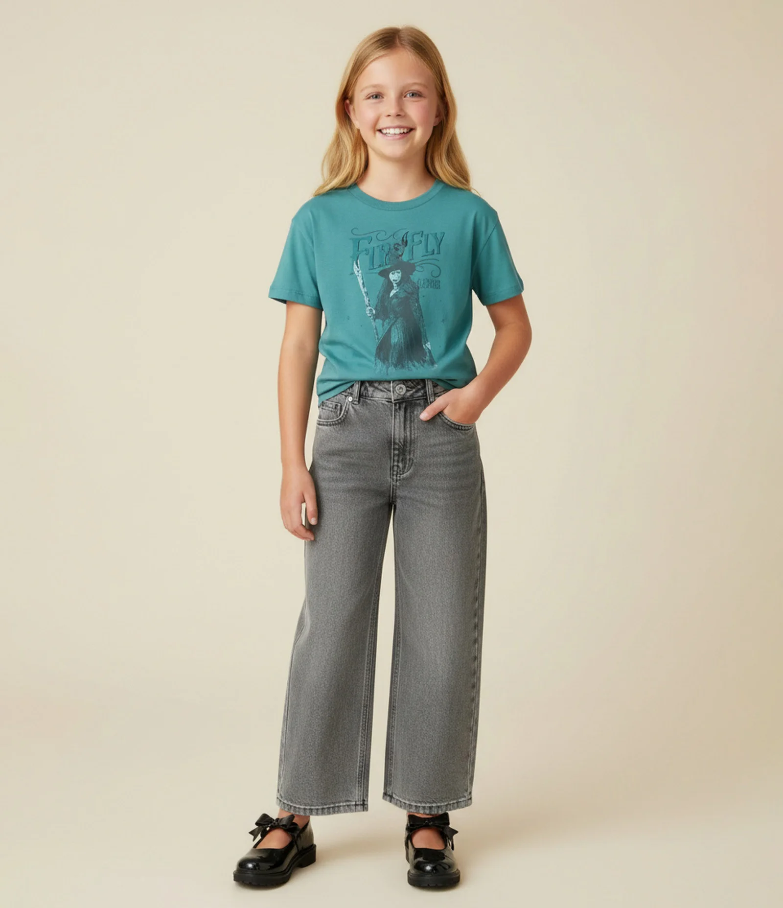 Camiseta Infantil com Estampa de Wicked Elphaba - Tam 5 a 14 Anos Verde 1